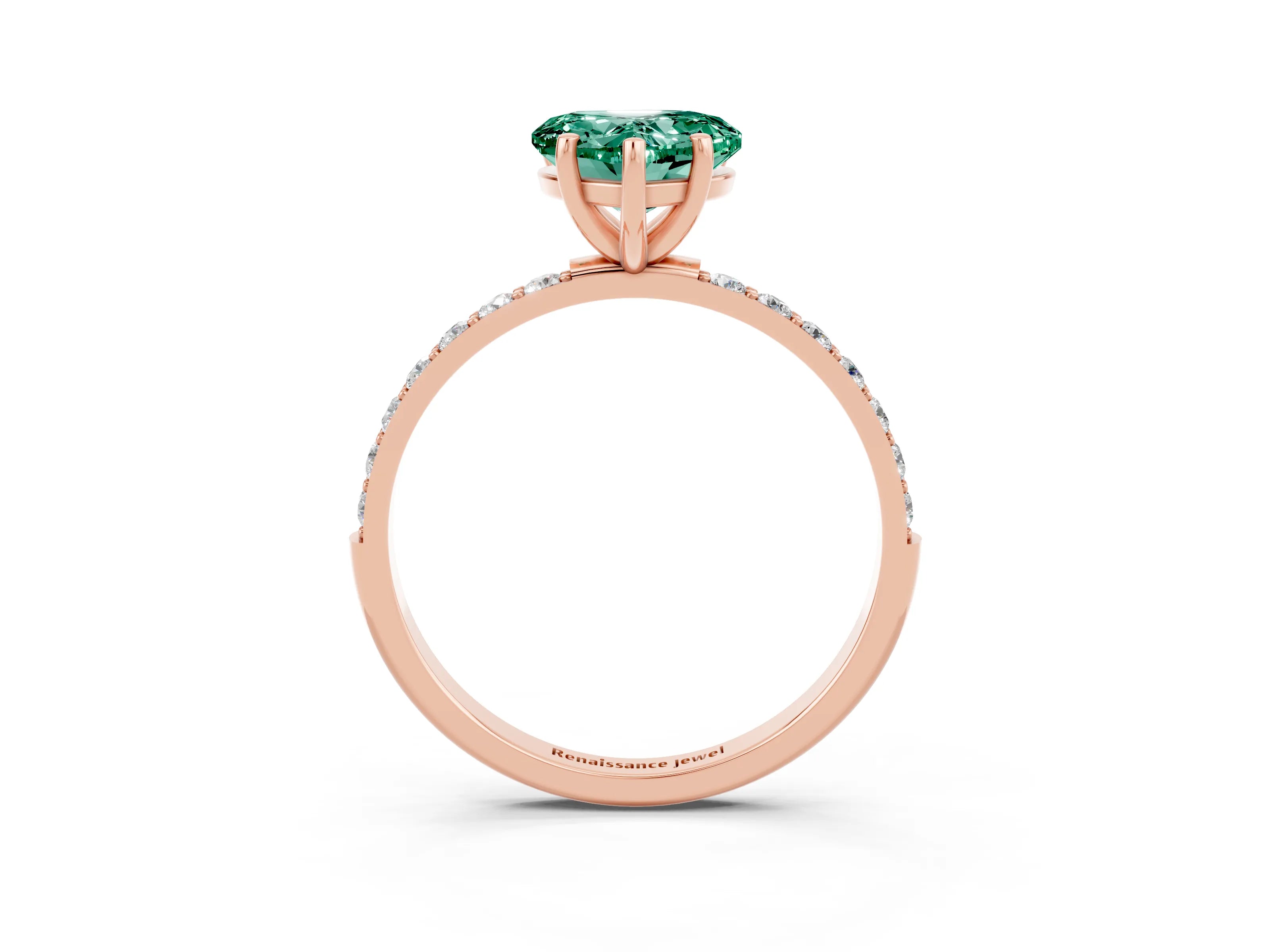 Rose gold Heart Cut Diamond Pavé Band with Six-Prong Setting_3