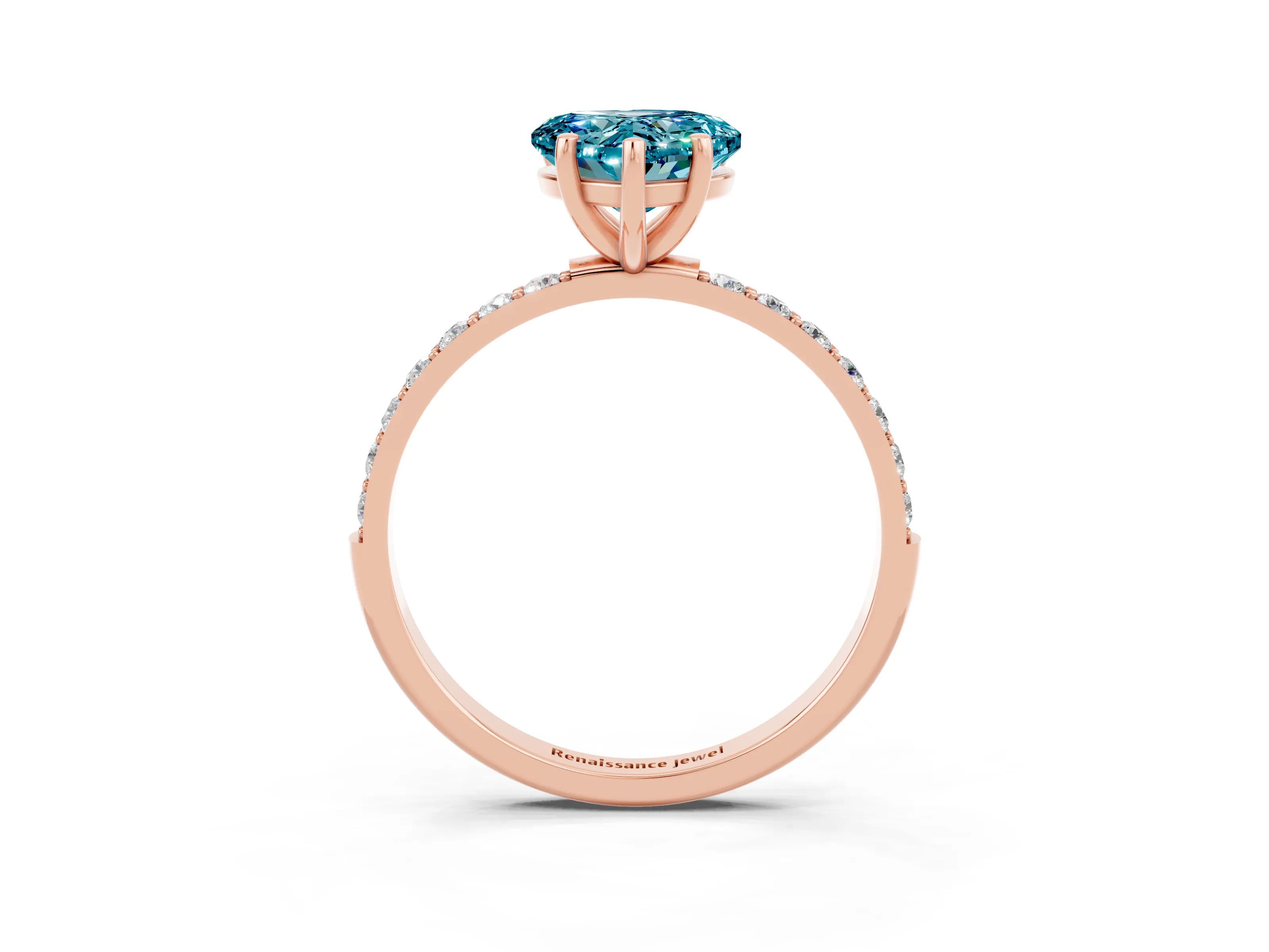 Rose gold Heart Cut Diamond Pavé Band with Six-Prong Setting_3