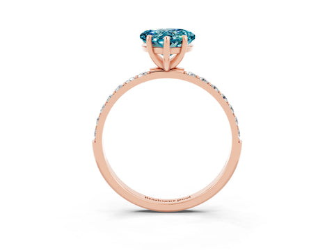 Rose gold Heart Cut Diamond Pavé Band with Six-Prong Setting_3