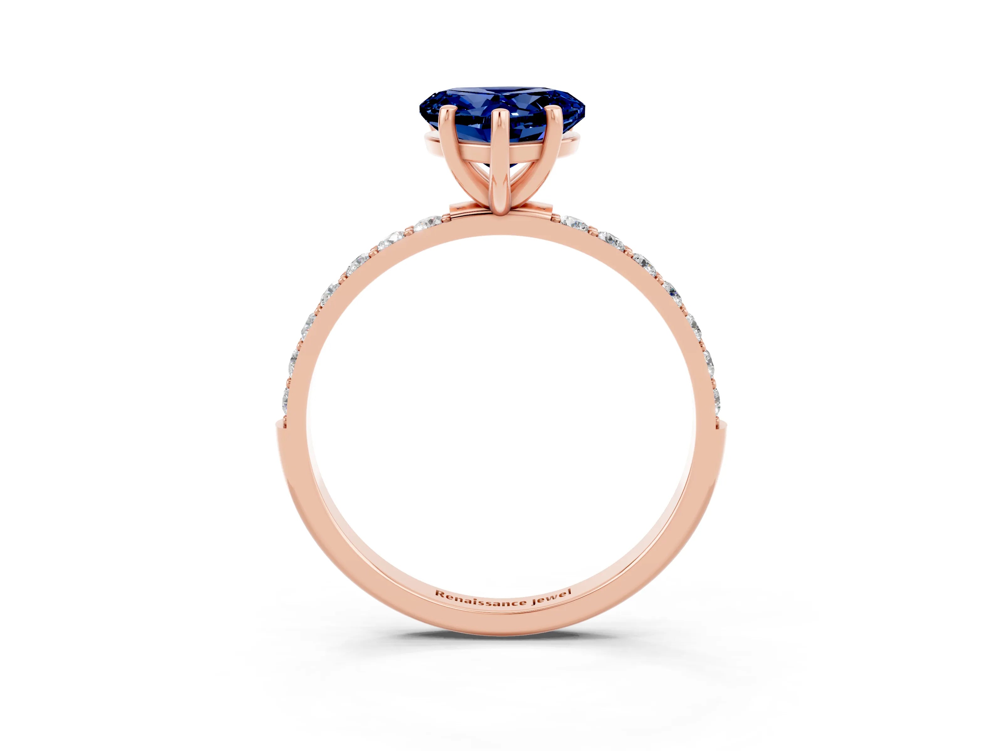 Rose gold Heart Cut Diamond Pavé Band with Six-Prong Setting_3