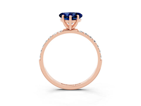 Rose gold Heart Cut Diamond Pavé Band with Six-Prong Setting_3