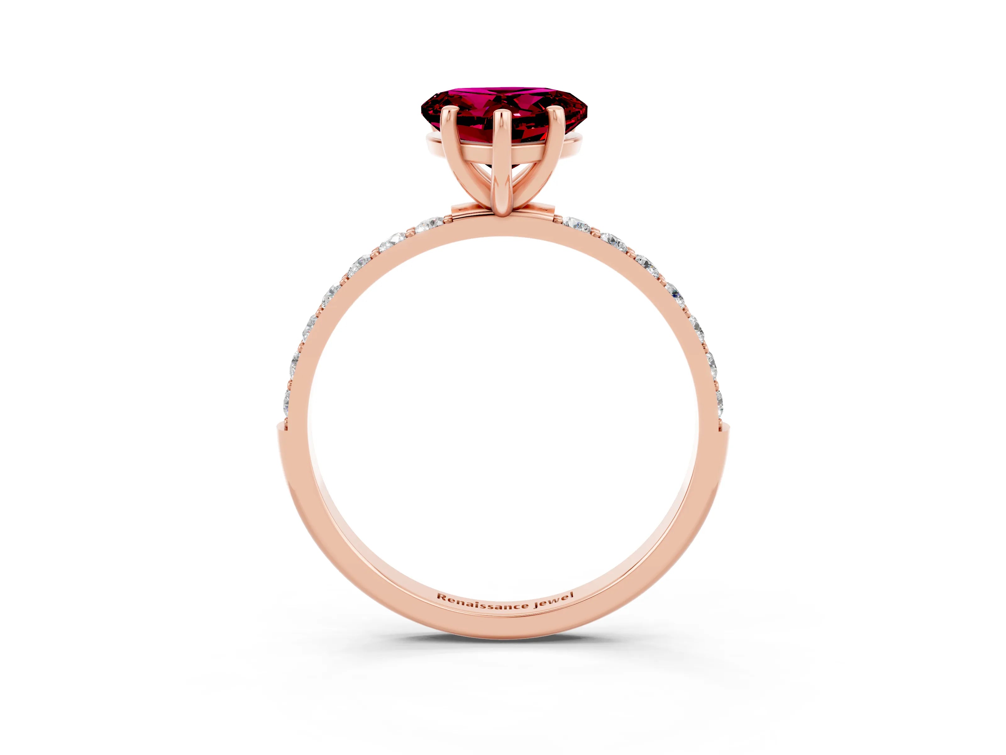 Rose gold Heart Cut Diamond Pavé Band with Six-Prong Setting_3