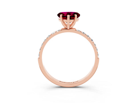 Rose gold Heart Cut Diamond Pavé Band with Six-Prong Setting_3