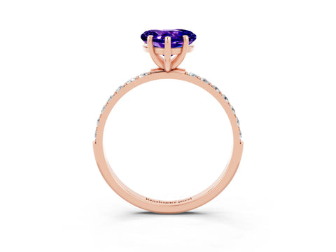 Rose gold Heart Cut Diamond Pavé Band with Six-Prong Setting_3