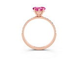 Rose gold Heart Cut Diamond Pavé Band with Six-Prong Setting_3