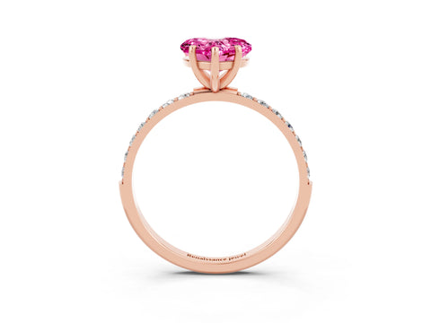 Rose gold Heart Cut Diamond Pavé Band with Six-Prong Setting_3