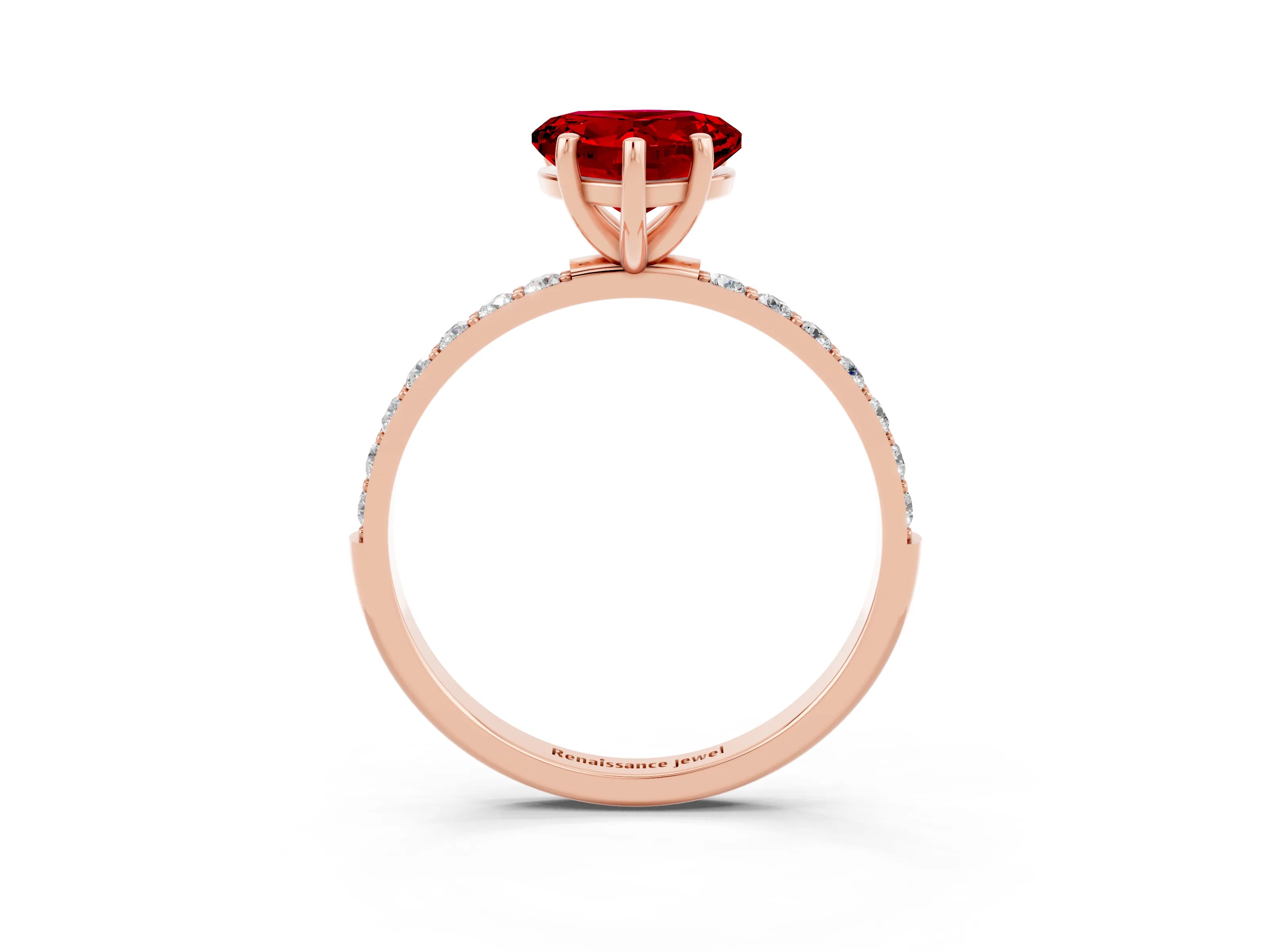 Rose gold Heart Cut Diamond Pavé Band with Six-Prong Setting_3