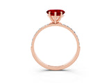 Rose gold Heart Cut Diamond Pavé Band with Six-Prong Setting_3
