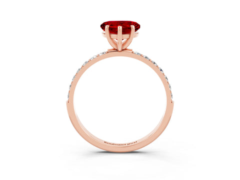 Rose gold Heart Cut Diamond Pavé Band with Six-Prong Setting_3