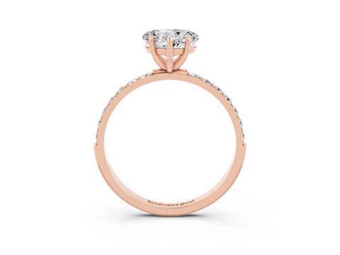 Rose gold Heart Cut Diamond Pavé Band with Six-Prong Setting_3