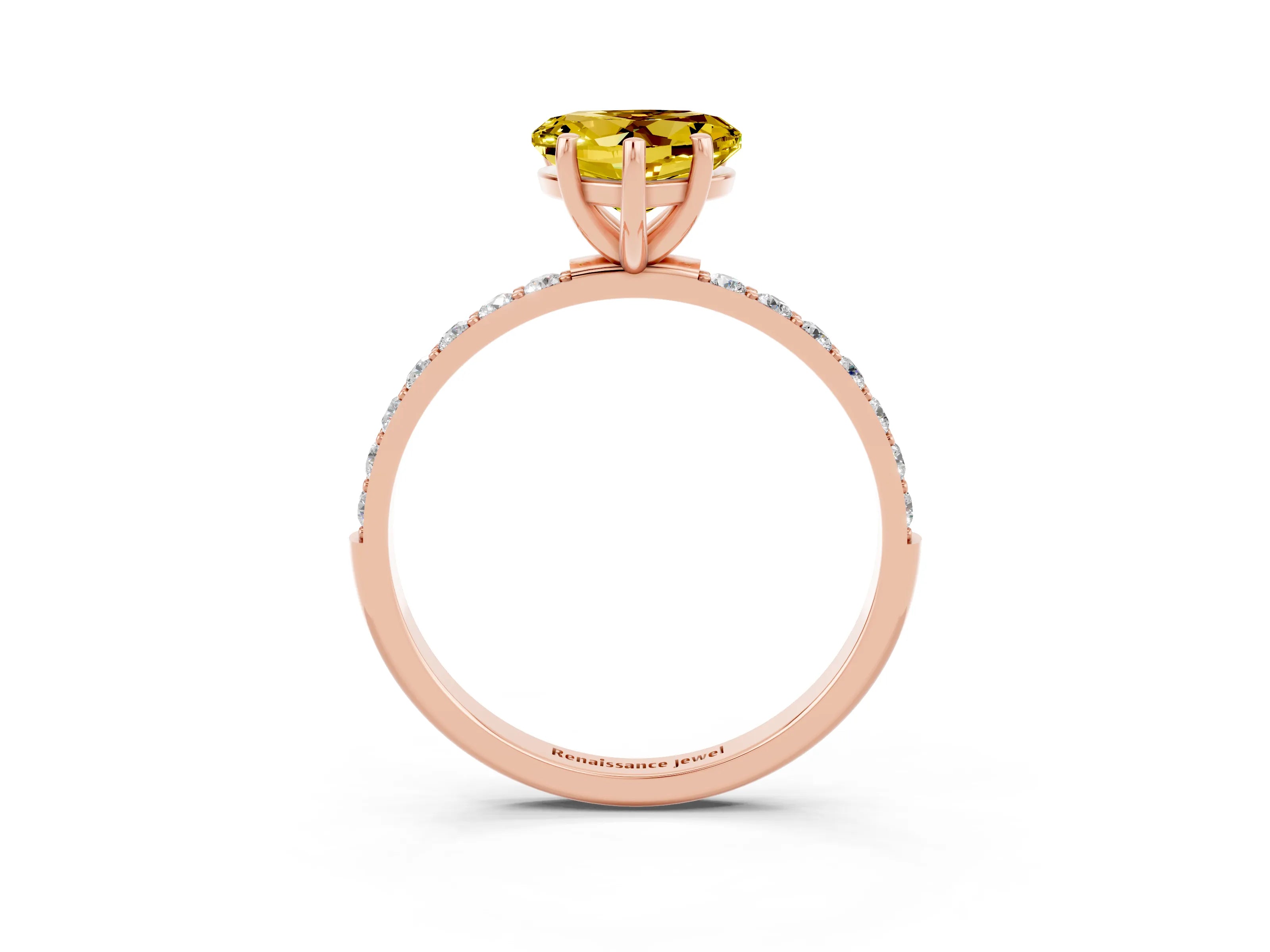 Rose gold Heart Cut Diamond Pavé Band with Six-Prong Setting_3