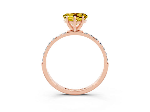 Rose gold Heart Cut Diamond Pavé Band with Six-Prong Setting_3