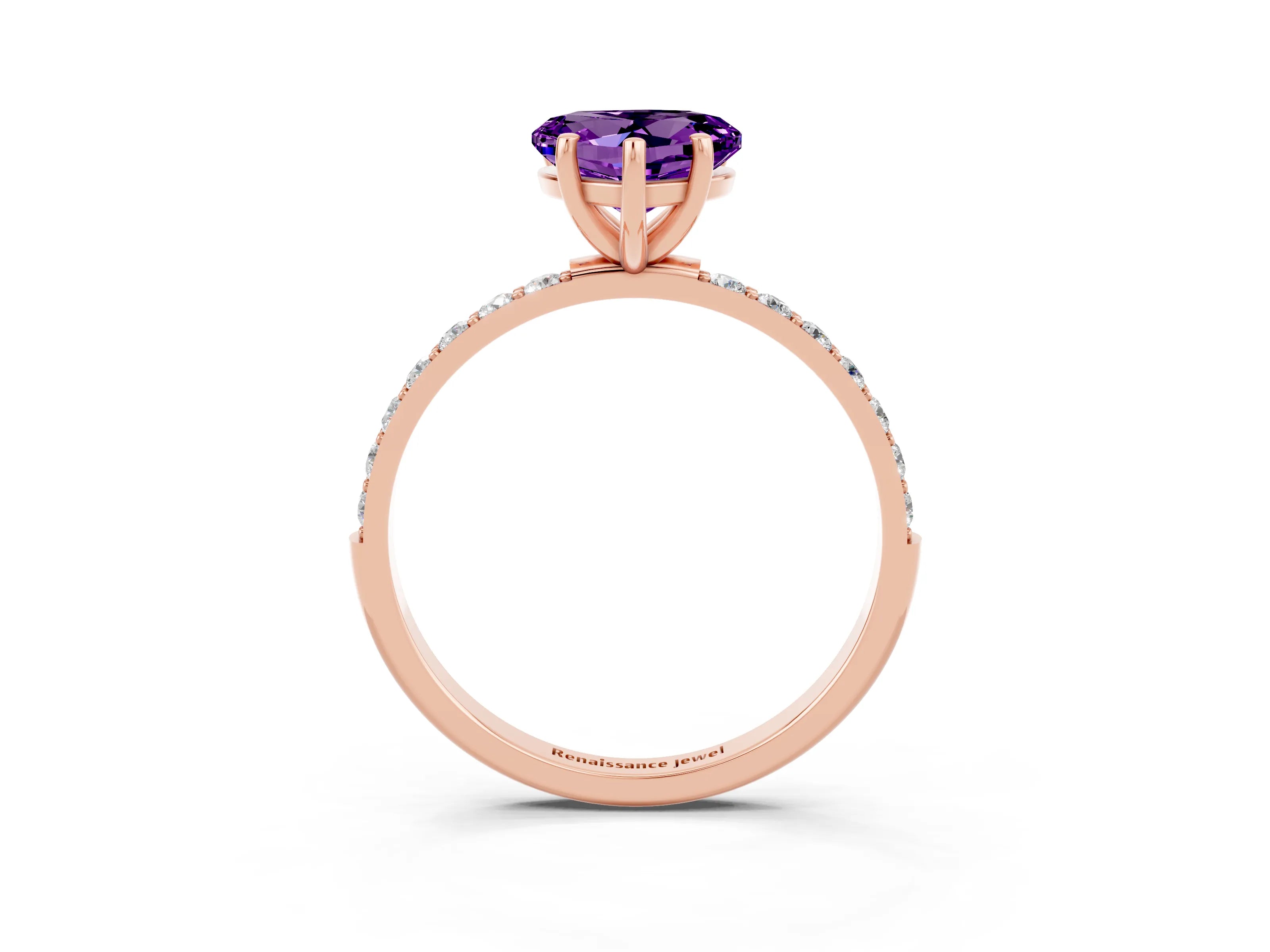 Rose gold Heart Cut Diamond Pavé Band with Six-Prong Setting_3