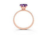 Rose gold Heart Cut Diamond Pavé Band with Six-Prong Setting_3