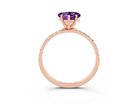 Rose gold Heart Cut Diamond Pavé Band with Six-Prong Setting_3