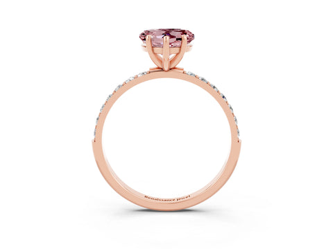 Rose gold Heart Cut Diamond Pavé Band with Six-Prong Setting_3