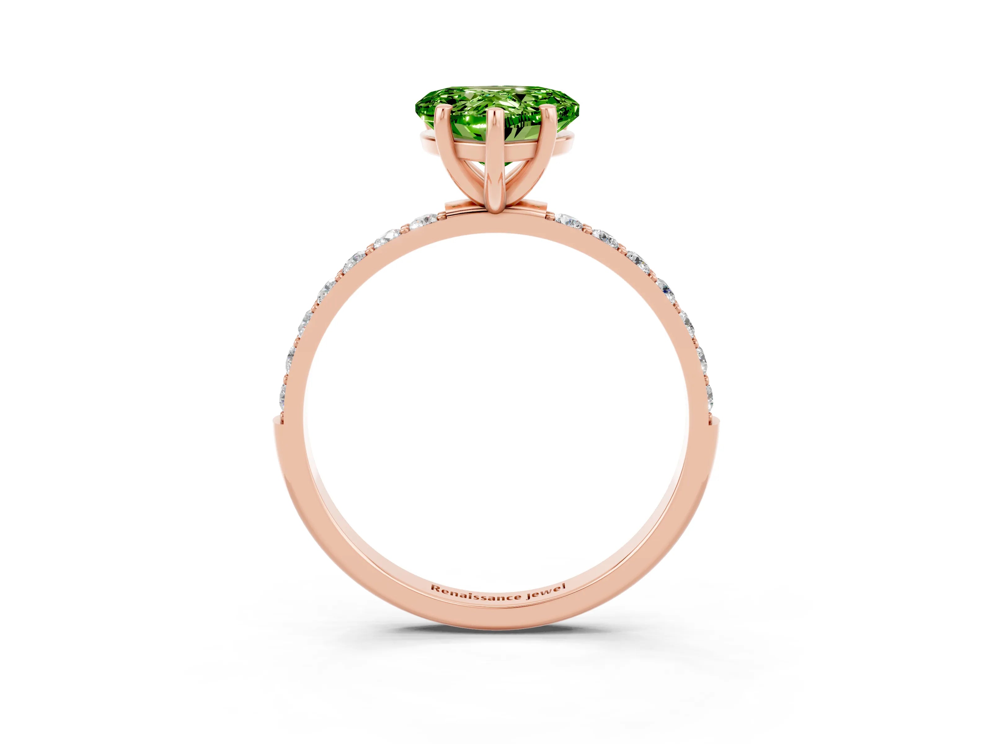Rose gold Heart Cut Diamond Pavé Band with Six-Prong Setting_3