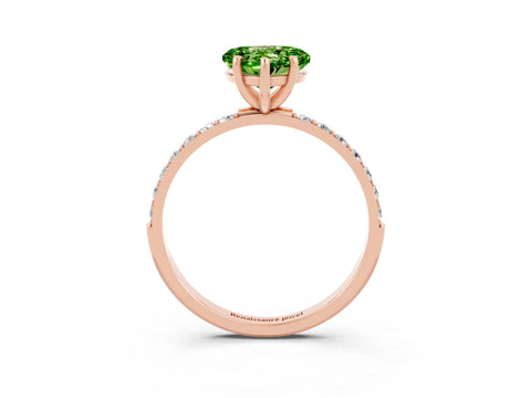 Rose gold Heart Cut Diamond Pavé Band with Six-Prong Setting_3