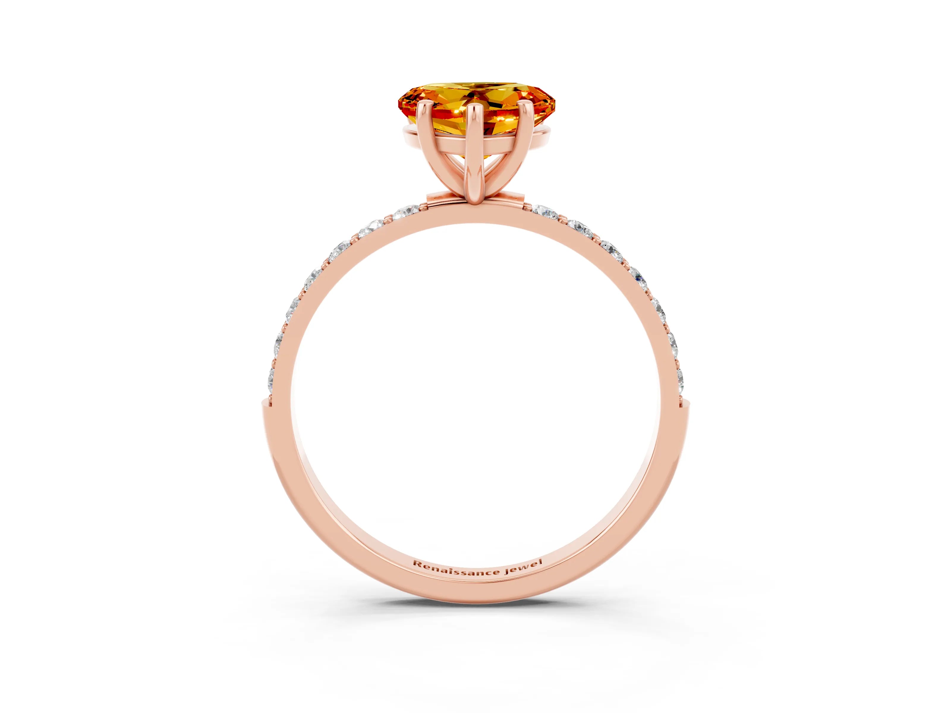 Rose gold Heart Cut Diamond Pavé Band with Six-Prong Setting_3