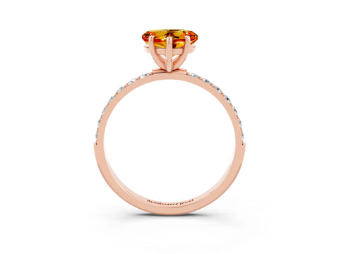 Rose gold Heart Cut Diamond Pavé Band with Six-Prong Setting_3