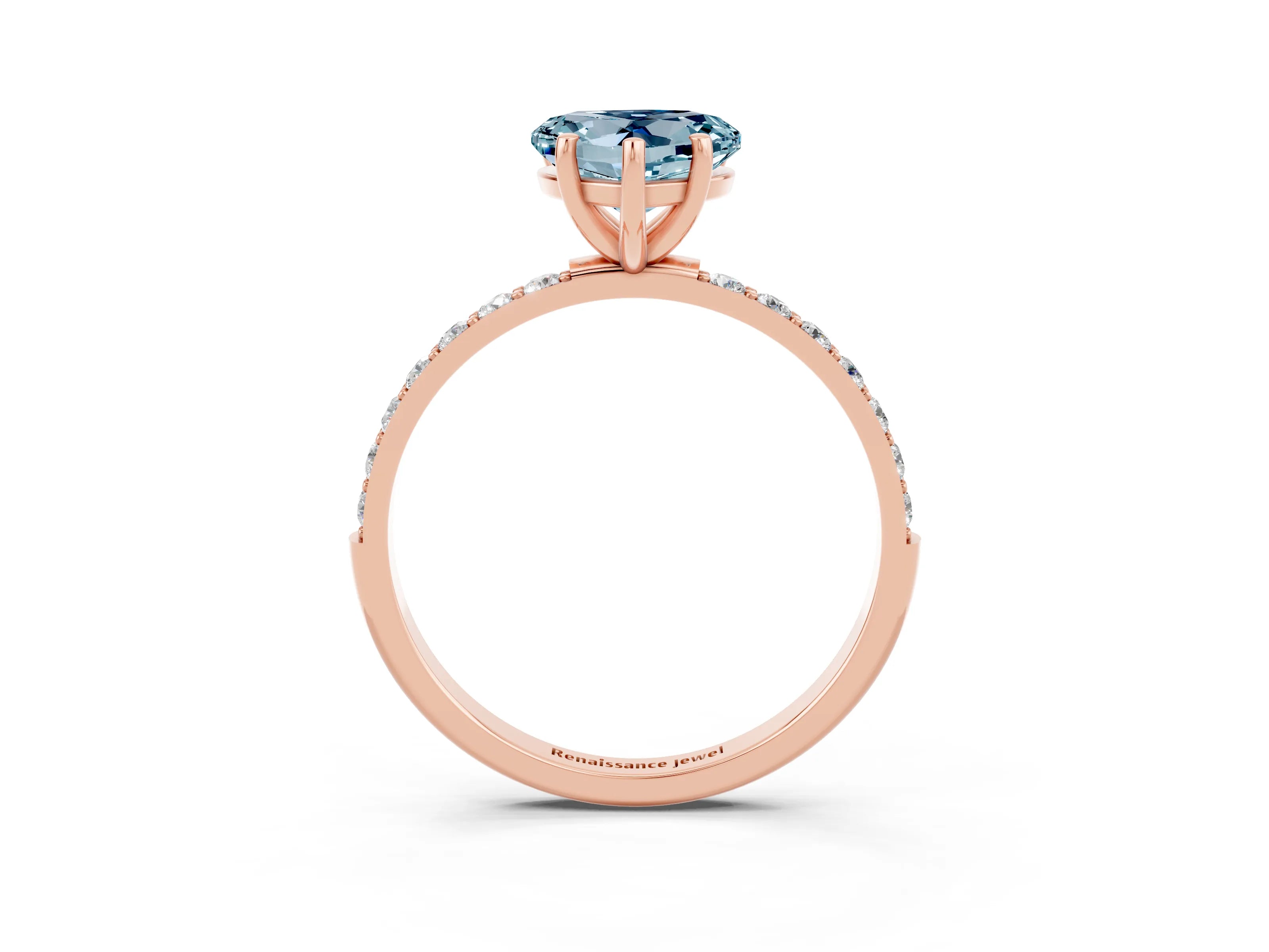 Rose gold Heart Cut Diamond Pavé Band with Six-Prong Setting_3