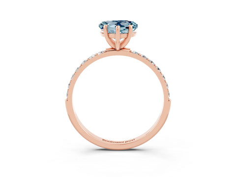 Rose gold Heart Cut Diamond Pavé Band with Six-Prong Setting_3