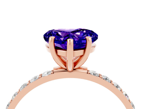 Rose gold Heart Cut Diamond Pavé Band with Six-Prong Setting_4