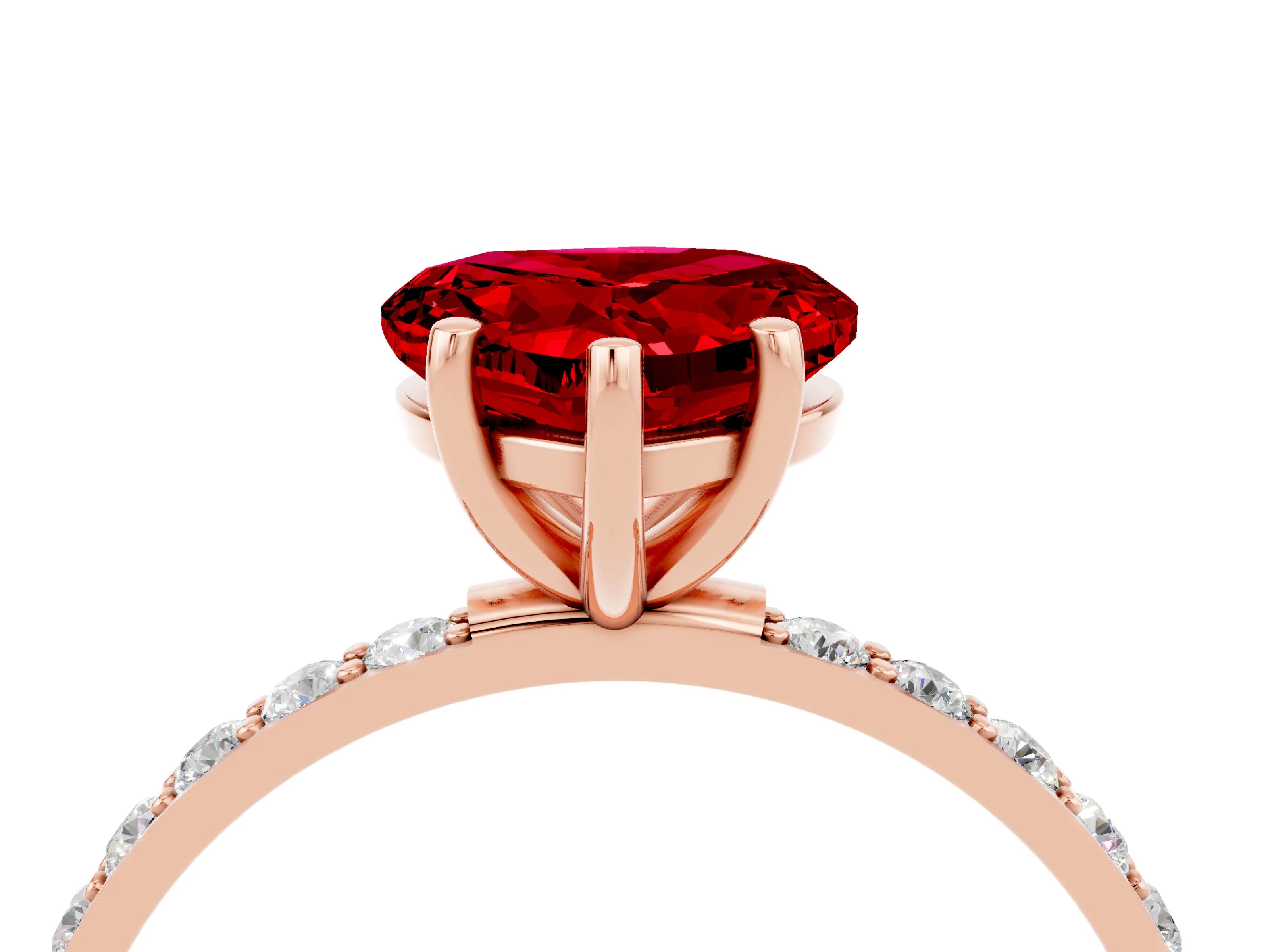 Rose gold Heart Cut Diamond Pavé Band with Six-Prong Setting_4