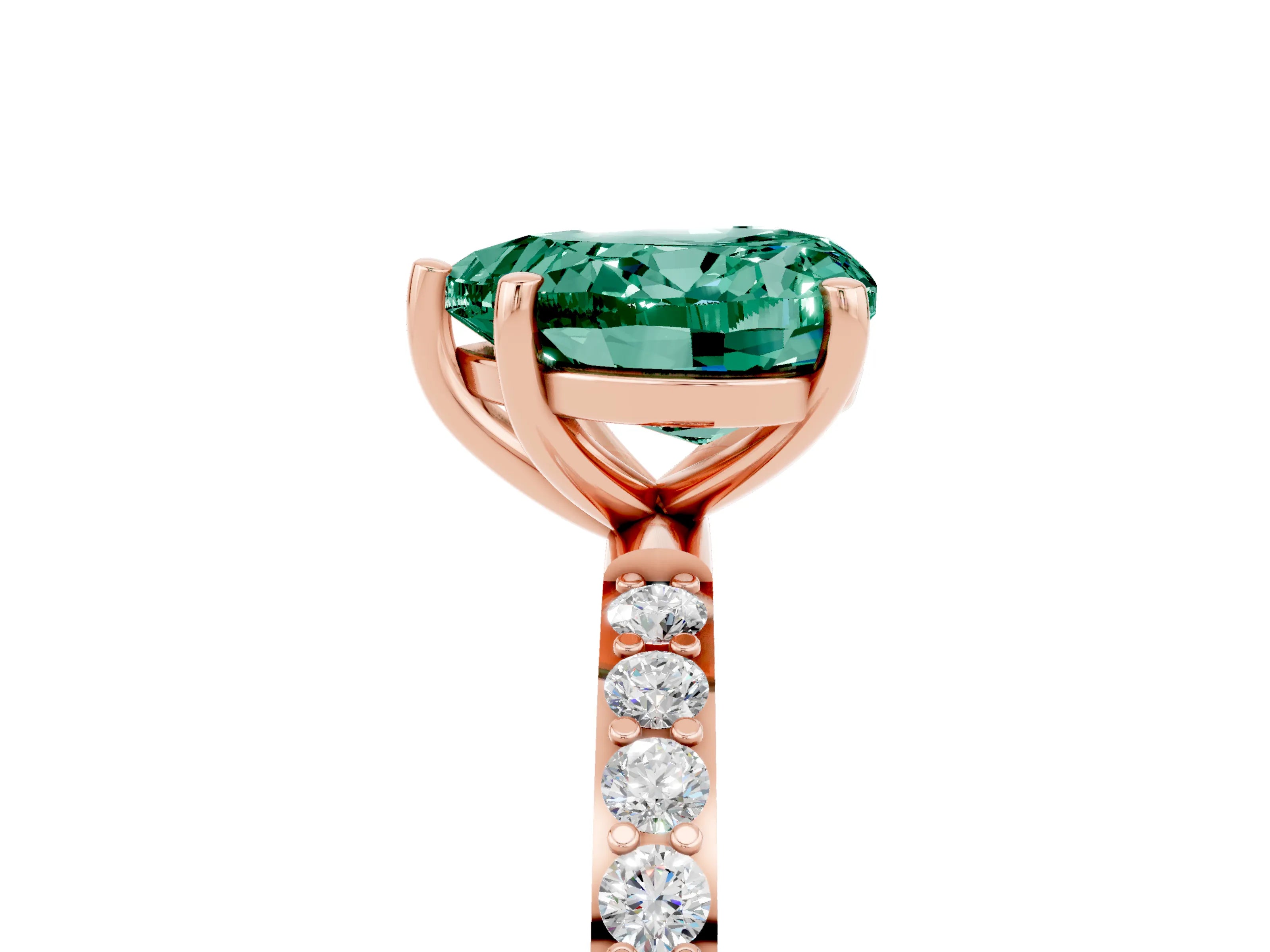 Rose gold Heart Cut Diamond Pavé Band with Six-Prong Setting_5
