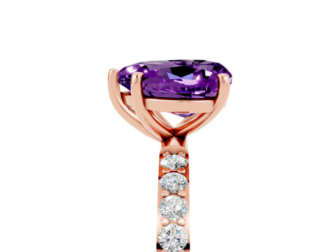 Rose gold Heart Cut Diamond Pavé Band with Six-Prong Setting_5