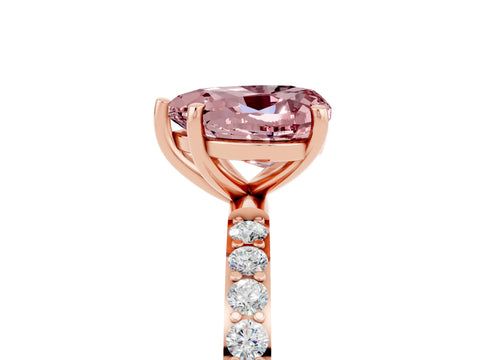 Rose gold Heart Cut Diamond Pavé Band with Six-Prong Setting_5
