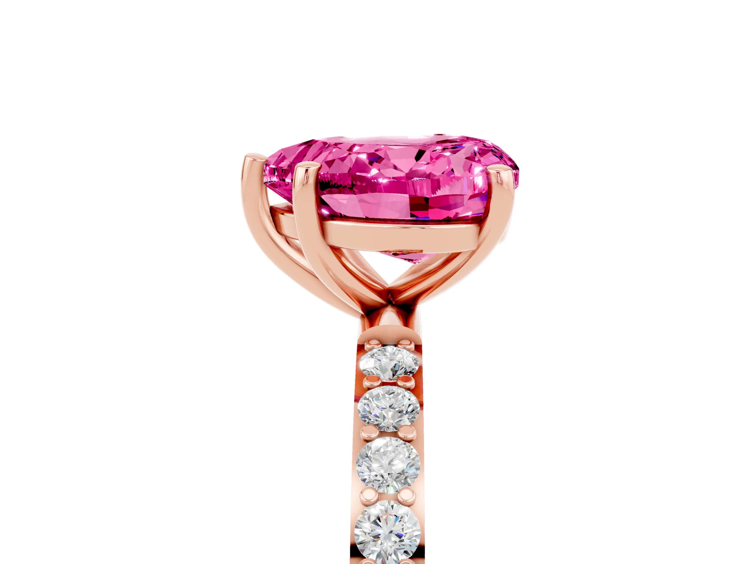 Rose gold Heart Cut Diamond Pavé Band with Six-Prong Setting_5