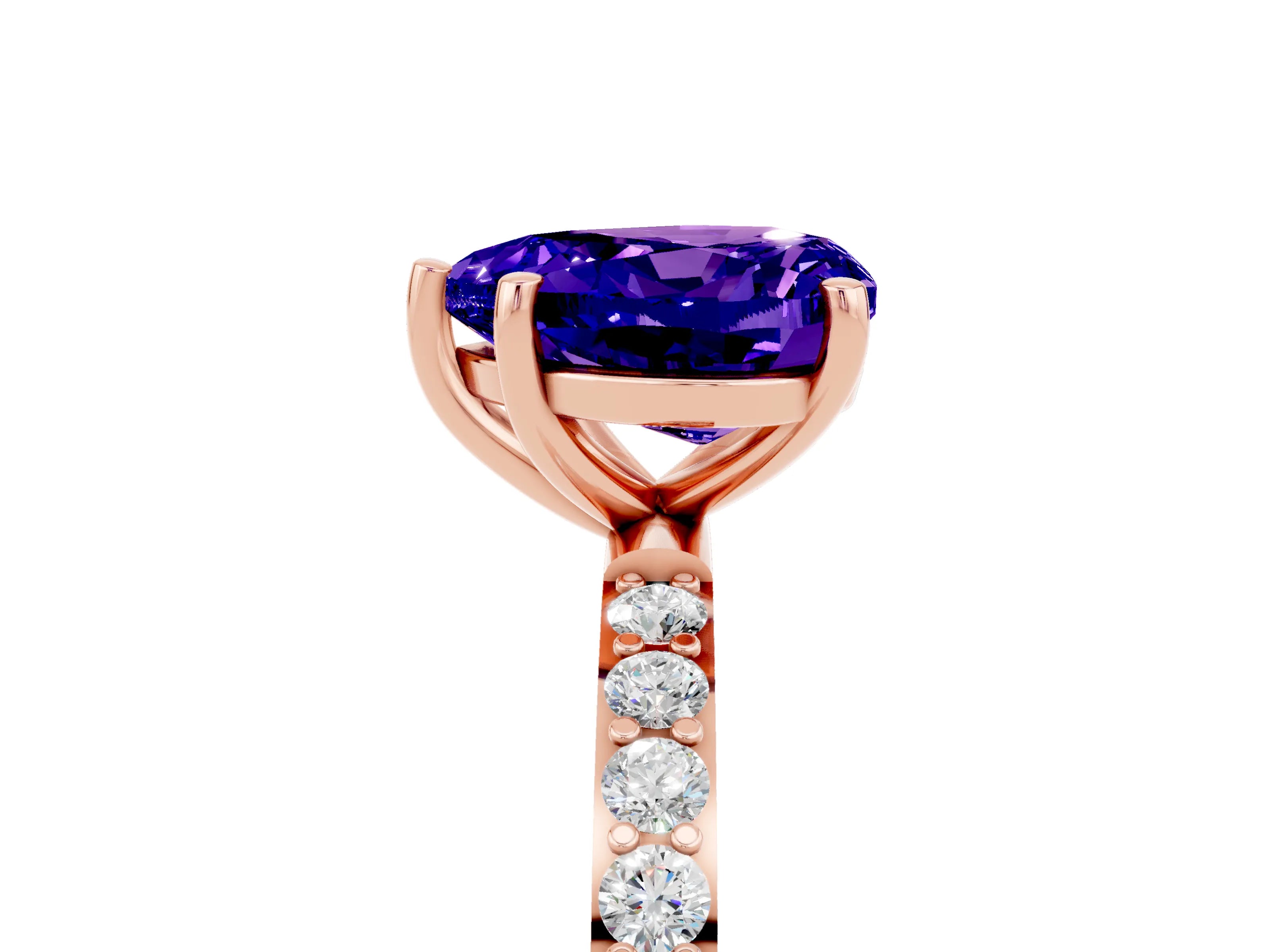 Rose gold Heart Cut Diamond Pavé Band with Six-Prong Setting_5
