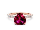 Rose gold Heart Cut Diamond Pavé Band with Six-Prong Setting