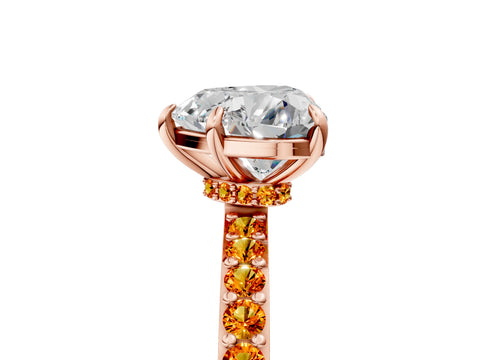 Rose gold Heart Cut Diamond Pavé Engagement Ring with Round with Citrine side stone Accents and Prong Setting_5