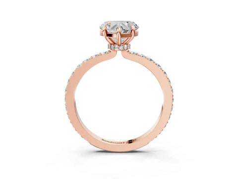 Rose gold Heart Cut Diamond Pavé Engagement Ring with Round with Moissanite side stone Accents and Prong Setting_3