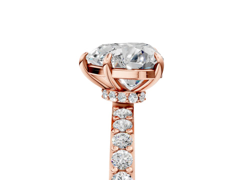 Rose gold Heart Cut Diamond Pavé Engagement Ring with Round with Moissanite side stone Accents and Prong Setting_5