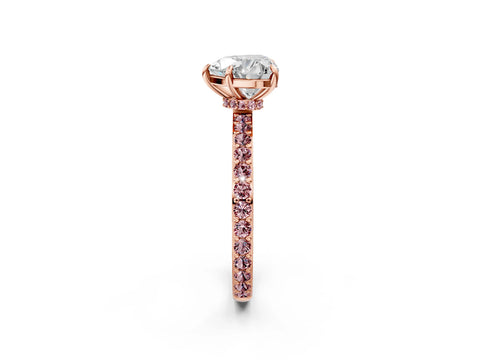 Rose gold Heart Cut Diamond Pavé Engagement Ring with Round with Morganite side stone Accents and Prong Setting_2