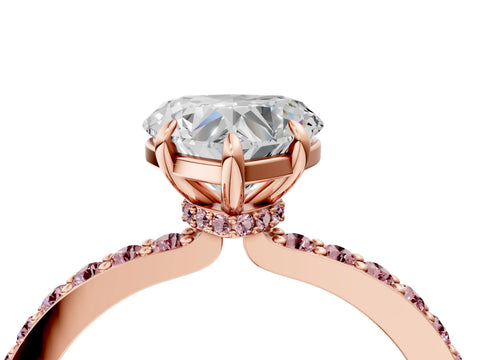 Rose gold Heart Cut Diamond Pavé Engagement Ring with Round with Morganite side stone Accents and Prong Setting_4