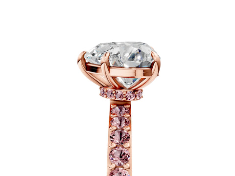 Rose gold Heart Cut Diamond Pavé Engagement Ring with Round with Morganite side stone Accents and Prong Setting_5