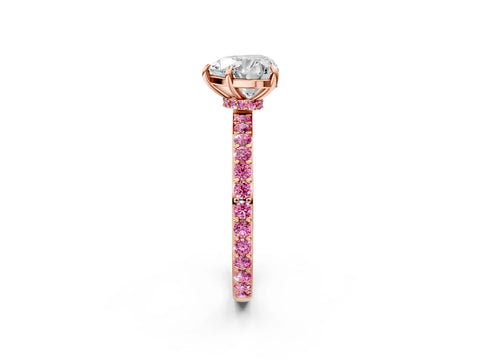 Rose gold Heart Cut Diamond Pavé Engagement Ring with Round with Pink Sapphire side stone Accents and Prong Setting_2