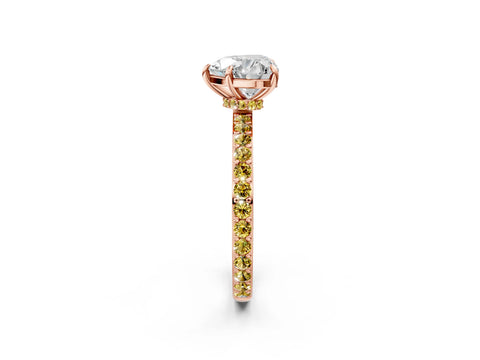 Rose gold Heart Cut Diamond Pavé Engagement Ring with Round with Yellow Sapphire side stone Accents and Prong Setting_2