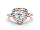 Rose gold Heart Cut Diamond Pavé Halo Ring with Four-Prong Setting_38