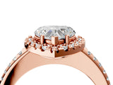 Rose gold Heart Cut Diamond Pavé Halo Ring with Four-Prong Setting_42