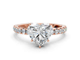 Rose gold Heart Cut Diamond Pavé Solitaire Engagement Ring with Four-Prong Setting_91