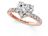 Rose gold Heart Cut Diamond Pavé Solitaire Engagement Ring with Four-Prong Setting_92