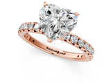 Rose gold Heart Cut Diamond Pavé Solitaire Ring with Round Band and Prong Setting_13