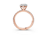 Rose gold Heart Cut Diamond Pavé Solitaire Ring with Round Band and Prong Setting_15