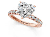 Rose gold Heart Cut Diamond Pavé Solitaire Ring with Round Band and Prong Setting_25