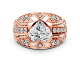 Rose gold Heart Cut Diamond Pave Art Deco Split Shank Ring with Four-Prong Setting_13